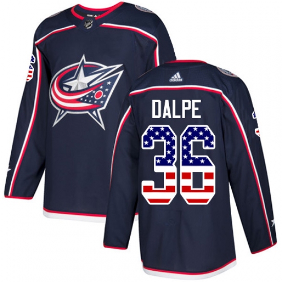 Men's Adidas Columbus Blue Jackets 36 Zac Dalpe Authentic Navy Blue USA Flag Fashion NHL Jersey