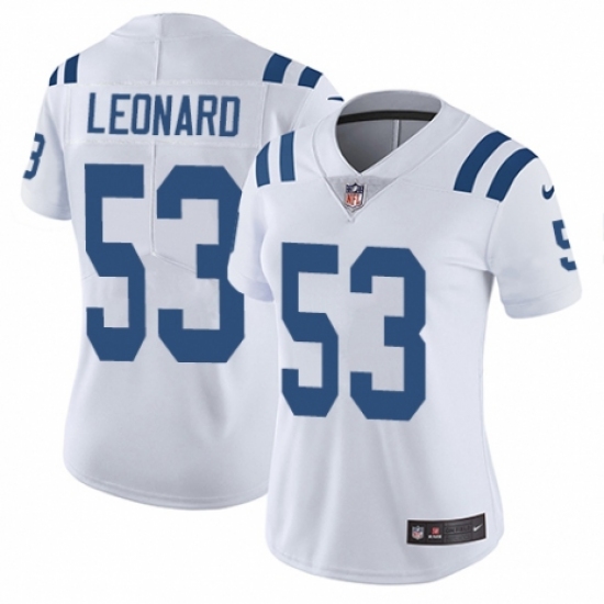 Women's Nike Indianapolis Colts 53 Darius Leonard White Vapor Untouchable Elite Player NFL Jersey