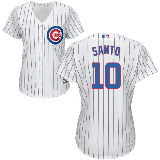 Women's Majestic Chicago Cubs 10 Ron Santo Authentic White Home Cool Base MLB Jersey