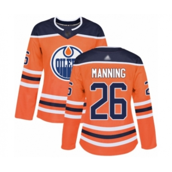 Women's Edmonton Oilers 26 Brandon Manning Authentic Orange Home Hockey Jersey