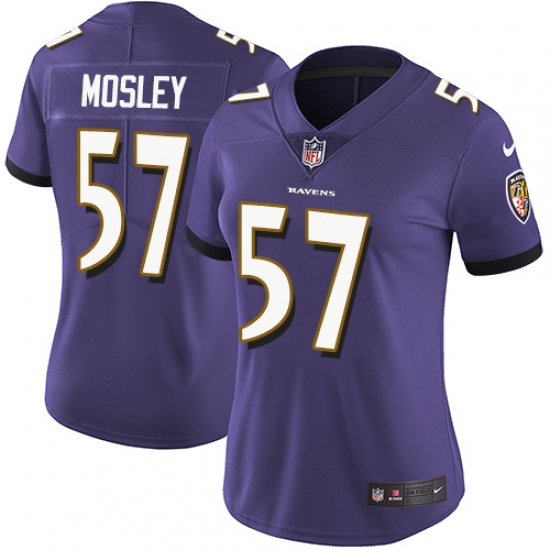 Women's Nike Baltimore Ravens 57 C.J. Mosley Purple Team Color Vapor Untouchable Limited Player NFL Jersey