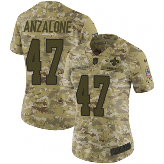 Women's Nike New Orleans Saints 47 Alex Anzalone Limited Camo 2018 Salute to Service NFL Jersey