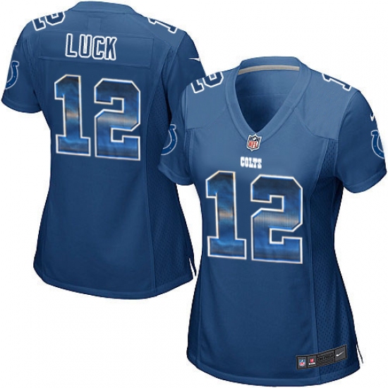 Women's Nike Indianapolis Colts 12 Andrew Luck Limited Royal Blue Strobe NFL Jersey