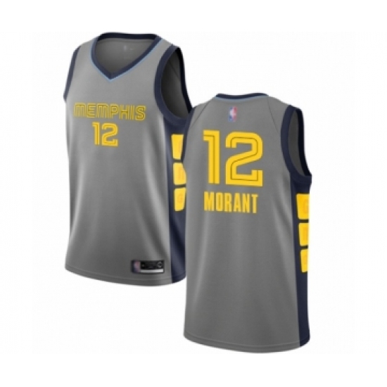 Men's Memphis Grizzlies 12 Ja Morant Authentic Gray Basketball Jersey - City Edition