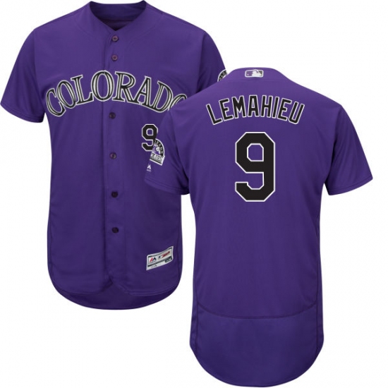 Men's Majestic Colorado Rockies 9 DJ LeMahieu Purple Alternate Flex Base Authentic Collection MLB Jersey