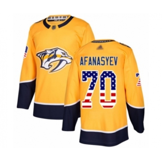 Youth Nashville Predators 70 Egor Afanasyev Authentic Gold USA Flag Fashion Hockey Jersey