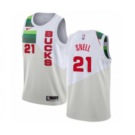 Youth Nike Milwaukee Bucks 21 Tony Snell White Swingman Jersey - Earned Edition