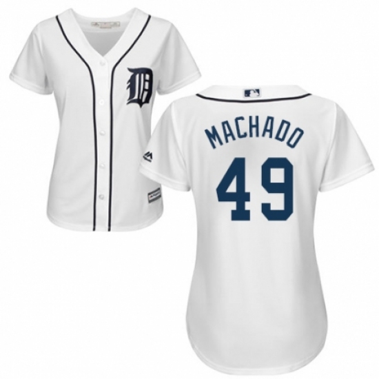 Women's Majestic Detroit Tigers 49 Dixon Machado Replica White Home Cool Base MLB Jersey