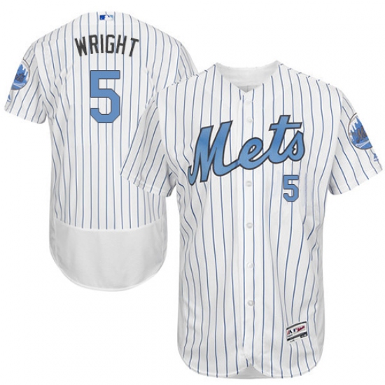 Men's Majestic New York Mets 5 David Wright Authentic White 2016 Father's Day Fashion Flex Base MLB Jersey