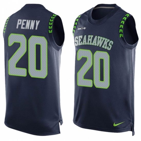 Men's Nike Seattle Seahawks 20 Rashaad Penny Limited Steel Blue Player Name & Number Tank Top NFL Jersey