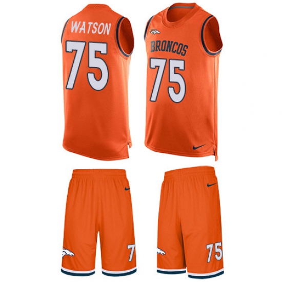 Men's Nike Denver Broncos 75 Menelik Watson Limited Orange Tank Top Suit NFL Jersey