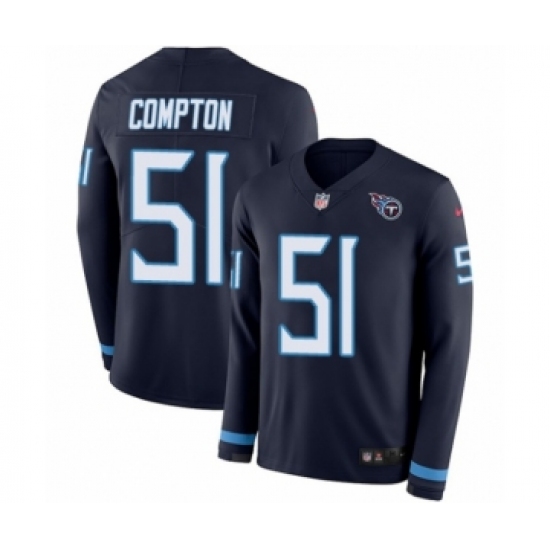 Men's Nike Tennessee Titans 51 Will Compton Limited Navy Blue Therma Long Sleeve NFL Jersey