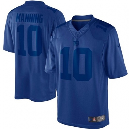 Men's Nike New York Giants 10 Eli Manning Royal Blue Drenched Limited NFL Jersey