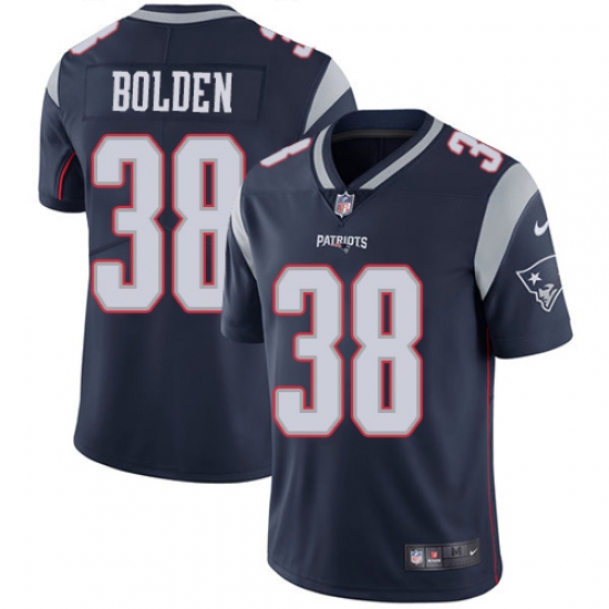 Youth Nike New England Patriots 38 Brandon Bolden Navy Blue Team Color Vapor Untouchable Limited Player NFL Jersey