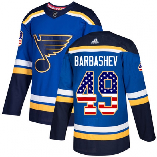 Youth Adidas St. Louis Blues 49 Ivan Barbashev Authentic Blue USA Flag Fashion NHL Jersey