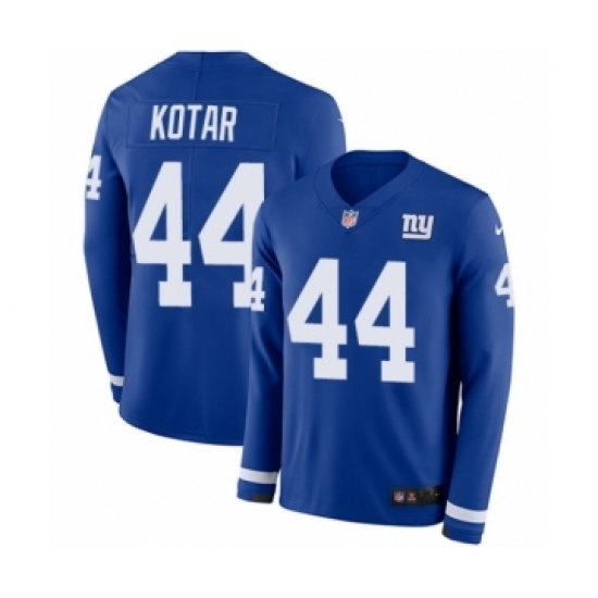 Men's Nike New York Giants 44 Doug Kotar Limited Royal Blue Therma Long Sleeve NFL Jersey