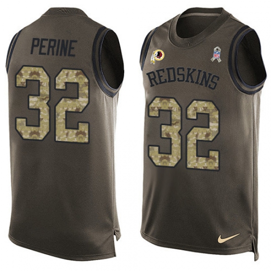 Men's Nike Washington Redskins 32 Samaje Perine Limited Green Salute to Service Tank Top NFL Jersey