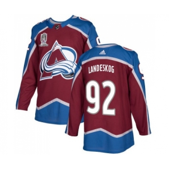 Men's Colorado Avalanche 92 Gabriel Landeskog 2022 Stanley Cup Champions Patch Stitched Jersey