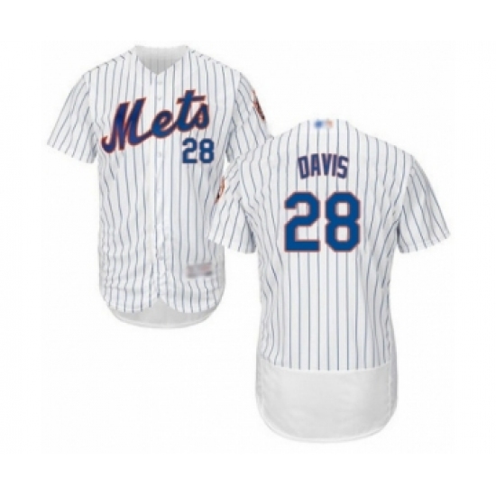 Men's New York Mets 28 J.D. Davis White Home Flex Base Authentic Collection Baseball Player Jersey