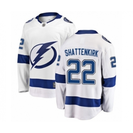 Men's Tampa Bay Lightning 22 Kevin Shattenkirk Fanatics Branded White Away Breakaway Hockey Jersey