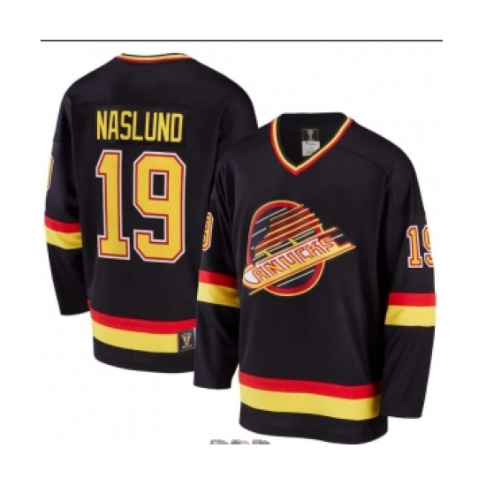 Men's Vancouver Canucks 19 Markus Naslund Black Throwback CCM Jersey