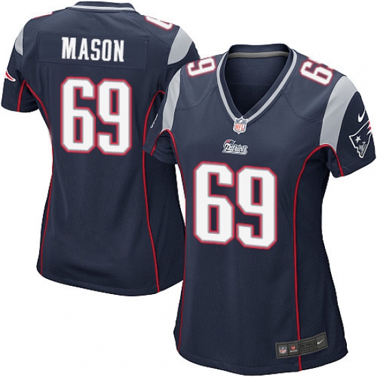 Women's Nike New England Patriots 69 Shaq Mason Game Navy Blue Team Color NFL Jersey