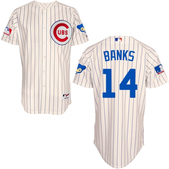 Men's Majestic Chicago Cubs 14 Ernie Banks Authentic Cream 1969 Turn Back The Clock MLB Jersey