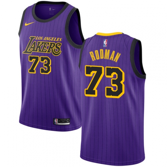 Women's Nike Los Angeles Lakers 73 Dennis Rodman Swingman Purple NBA Jersey - City Edition