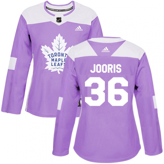 Women's Adidas Toronto Maple Leafs 36 Josh Jooris Authentic Purple Fights Cancer Practice NHL Jersey