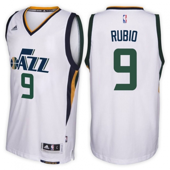 Utah Jazz 9 Ricky Rubio Home White New Swingman Stitched NBA Jersey