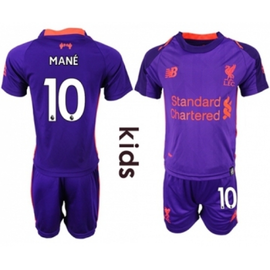 Liverpool 10 Mane Away Kid Soccer Club Jersey