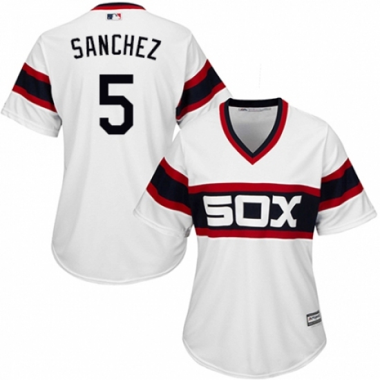 Women's Majestic Chicago White Sox 5 Yolmer Sanchez Replica White 2013 Alternate Home Cool Base MLB Jersey