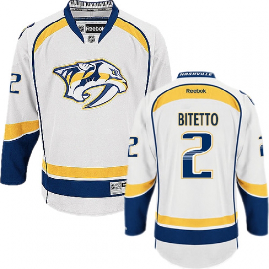 Youth Reebok Nashville Predators 2 Anthony Bitetto Authentic White Away NHL Jersey