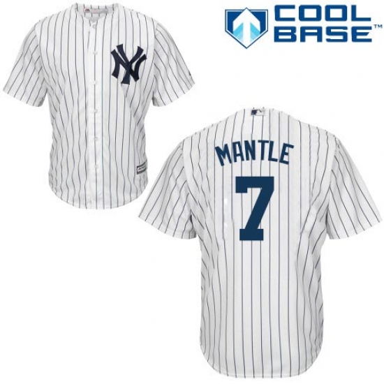 Men's Majestic New York Yankees 7 Mickey Mantle Replica White Home MLB Jersey