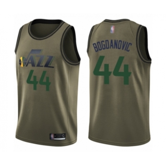 Youth Utah Jazz 44 Bojan Bogdanovic Swingman Green Salute to Service Basketball Jersey