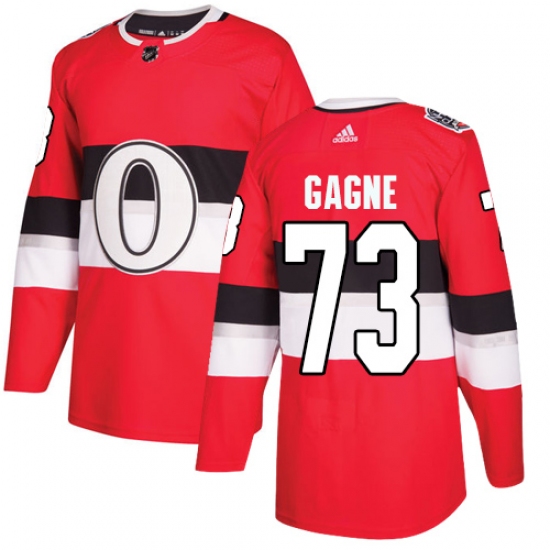 Men's Adidas Ottawa Senators 73 Gabriel Gagne Authentic Red 2017 100 Classic NHL Jersey