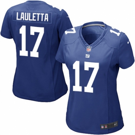 Women's Nike New York Giants 17 Kyle Lauletta Game Royal Blue Team Color NFL Jersey