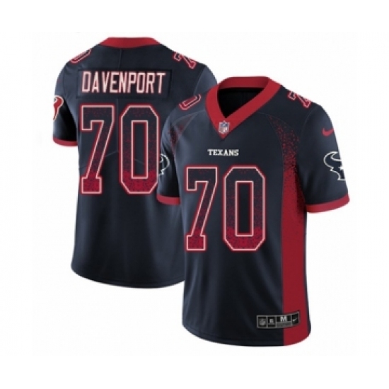 Youth Nike Houston Texans 70 Julien Davenport Limited Navy Blue Rush Drift Fashion NFL Jersey