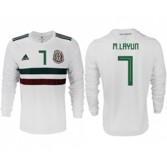 Mexico 7 M.Layun Away Long Sleeves Soccer Country Jersey