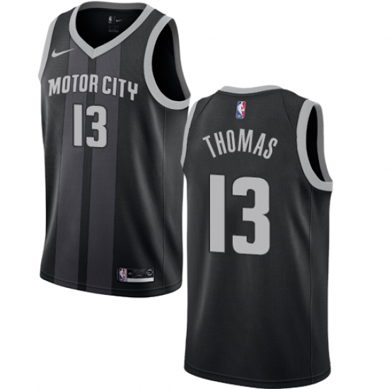 Men's Nike Detroit Pistons 13 Khyri Thomas Swingman Black NBA Jersey - City Edition