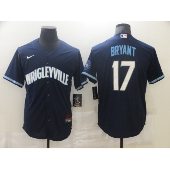 Men's Nike Chicago Cubs 17 Kris Bryant Navy Royal Alternate Stitched Baseball Jersey