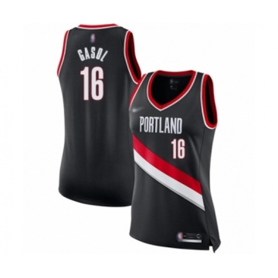 Women's Portland Trail Blazers 16 Pau Gasol Swingman Black Basketball Jersey - Icon Edition