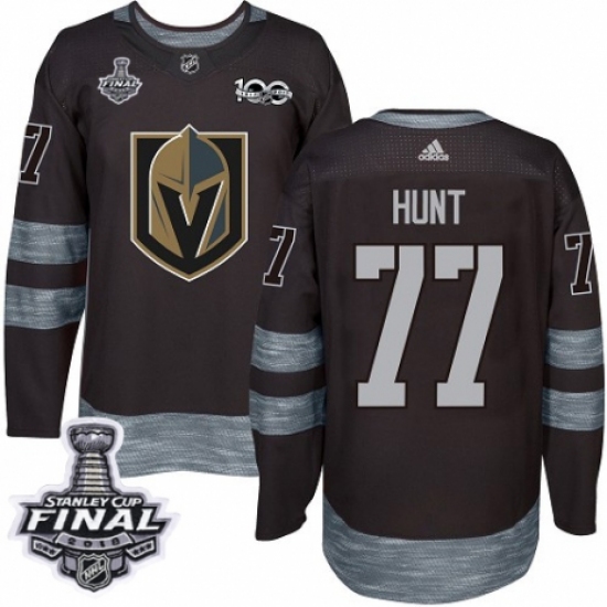 Men's Adidas Vegas Golden Knights 77 Brad Hunt Authentic Black 1917-2017 100th Anniversary 2018 Stanley Cup Final NHL Jersey