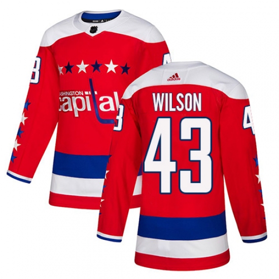 Youth Adidas Washington Capitals 43 Tom Wilson Authentic Red Alternate NHL Jersey