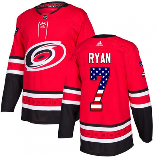 Youth Adidas Carolina Hurricanes 7 Derek Ryan Authentic Red USA Flag Fashion NHL Jersey