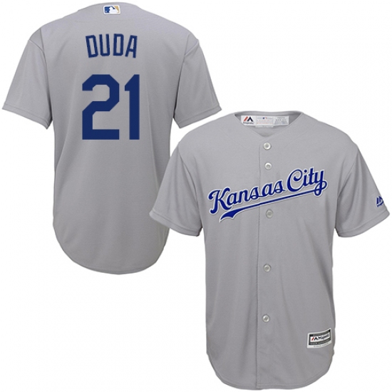 Men's Majestic Kansas City Royals 21 Lucas Duda Replica Grey Road Cool Base MLB Jersey