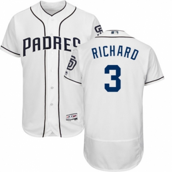 Men's Majestic San Diego Padres 3 Clayton Richard White Home Flex Base Authentic Collection MLB Jersey