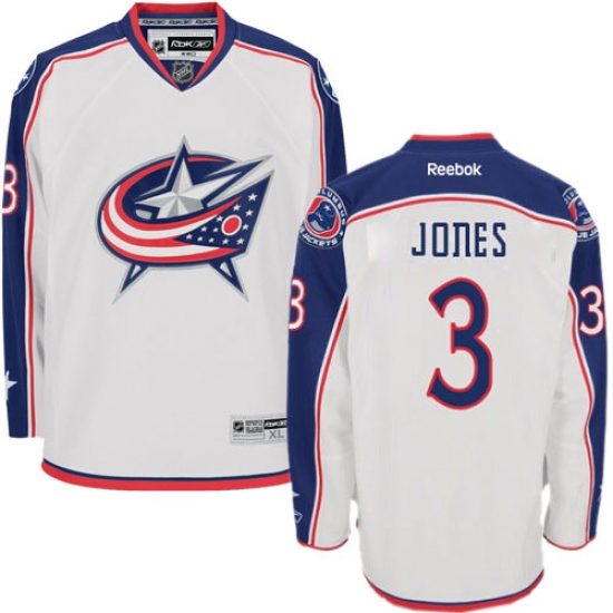 Men's Reebok Columbus Blue Jackets 3 Seth Jones Authentic White Away NHL Jersey