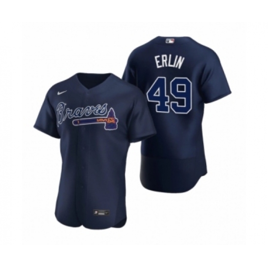 Men's Atlanta Braves 49 Robbie Erlin Nike Navy Authentic Alternate Jerseys