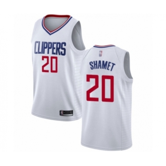 Men's Los Angeles Clippers 20 Landry Shamet Authentic White Basketball Jersey - Association Edition